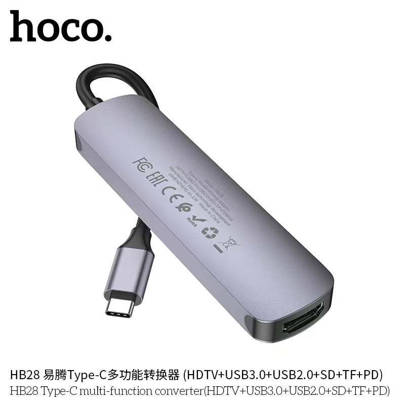 ภาพสินค้าHoco HB28 Easy display HUB ตัวแปลง Type-C เป็น HDTV + USB3.0 + USB2.0 + SD + TF + PD อะแดปเตอร์ 6 in 1 จากร้าน fa0635048437 บน Shopee ภาพที่ 2