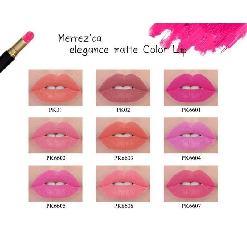 merrezca-elegance-matte-color-lip-pk-โทนสีชมพู-1-แท่ง