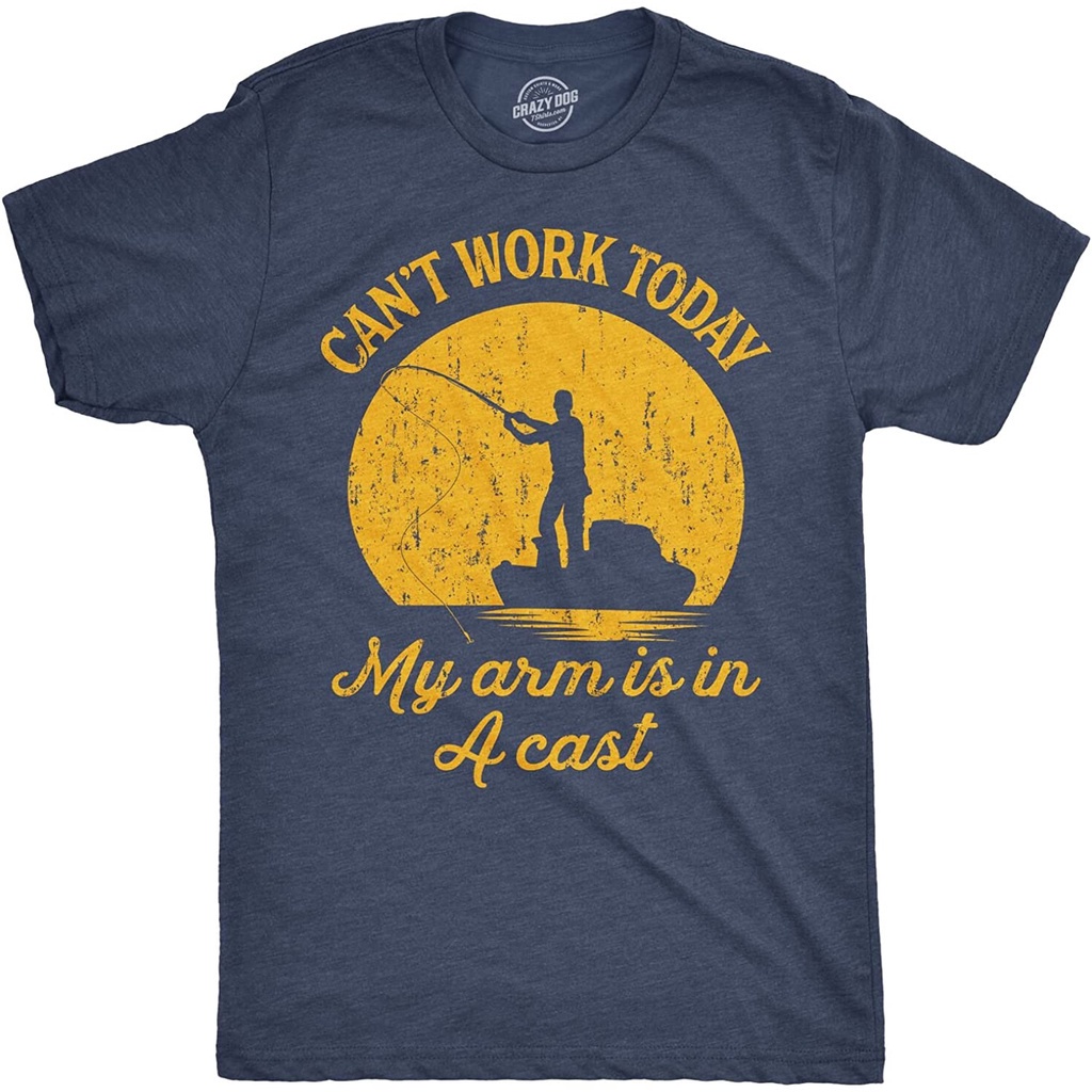 100-cotton-เสื้อยืดผู้ชายแฟชั่น-mens-cant-work-today-my-arm-is-in-a-cast-t-shirt-funny-fishing-fathers-day-tee-me