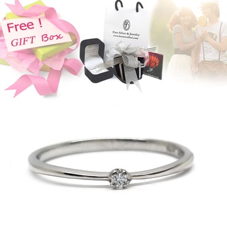 Finejewelthai-แหวนมินิมอล-แหวนเพชร-แหวนเงิน-เพชรแท้-เงินแท้925-แหวนหมั้น-แหวนแต่งงาน-Diamond_Gift_set62