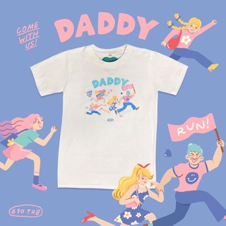 เสื้อยืดใหม่Daddy RUN T-Shirt เสื้อยืดคอกลมสีขาวสกรีนลายครอบครัว DADDY สุด CuteS-3XL