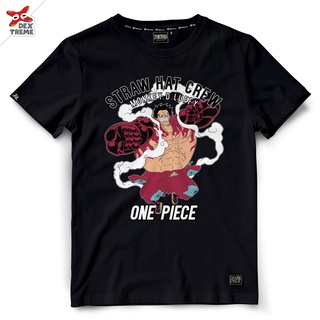 T-shirt  DOP-1409  วันพีช ลาย Luffy มีสีกรมและสีดำ