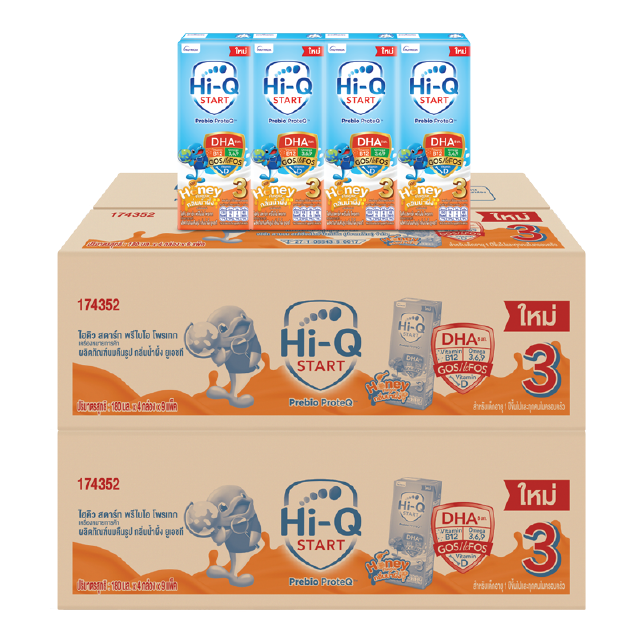ภาพหน้าปกสินค้า[UHT] x2 ลัง ไฮคิว สตาร์ท พรีไบโอโพรเทก (สูตร 3) ยูเอชที กลิ่นน้ำผึ้ง 180 มล. (72กล่อง) สำหรับเด็กอายุ 1 ปีขึ้นไปและทุกคนในครอบครัว Hi-Q Start Stage 3 UHT for Kids Honey ที่เกี่ยวข้อง