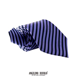 ANGELINO RUFOLO Necktie(NTN1750-ทาง019) เนคไทผ้าไหมทออิตาลี่ 100% คุณภาพเยี่ยม ดีไซน์ Stripe สีม่วง/ฟ้า/ชมพู/เขียว