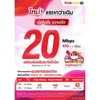 ซิมรายเดือน โปรเน็ตเทพ 20 mbps โทรฟรี