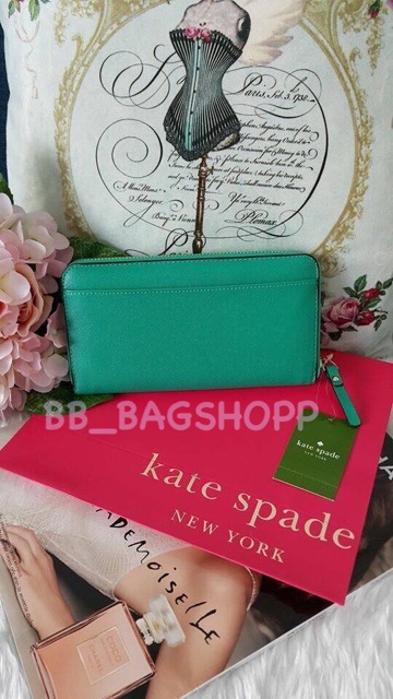 kate-spade-saffiano-leather-ziparound-wall-outlet-สีเขียวเข้ม