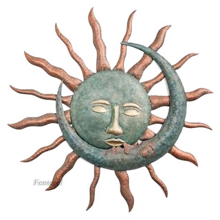 Metal Wall Art Decoration Sun and Moon Creative Hanging for Office Home