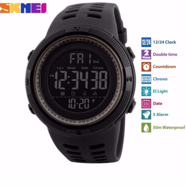 ภาพสินค้าSKMEI 1251 นาฬิกาข้อมือดิจิตอล แท้ 100% พร้อมกล่องใบครบเซ็ต สไตล์สปอร์ต (มีไซส์ชาย/หญิง) จากร้าน classybkk บน Shopee ภาพที่ 5