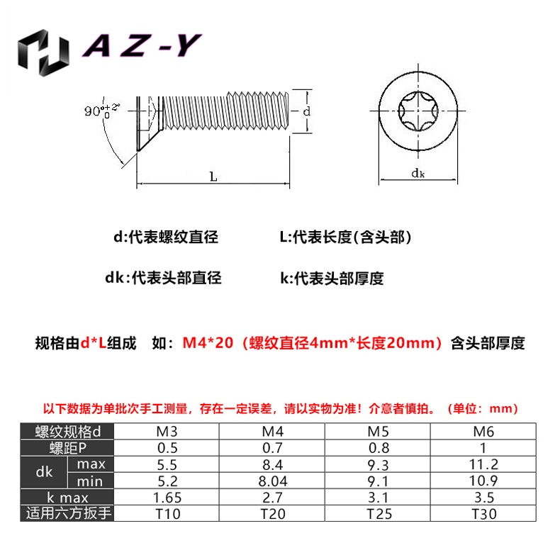 wdy-สกรูหัวจม-sus304-ป้องกันการโจรกรรม-m3m4m5m6