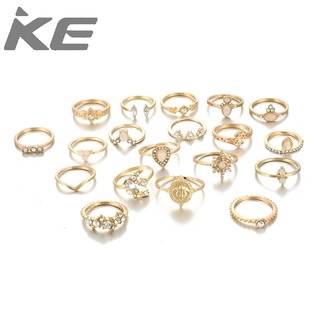 19-piece set of diamond joint rings hollow star drop-shaped ring set combination for girls for