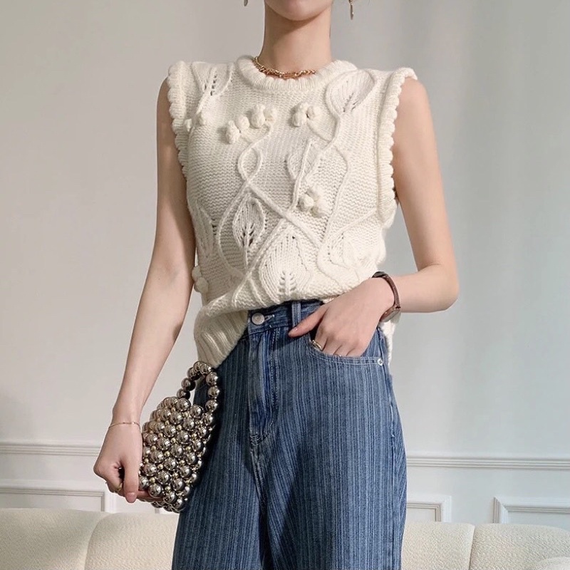 พร้อมส่ง09-09-21-เสื้อแขนกุด-ผ้าknit-ทอลายฉ่ำ-รุ่นนี้เป็นงานนำเข้า-ของตึกเกาหลี-นะครับ-ราคาเลยสูงนิดนึง
