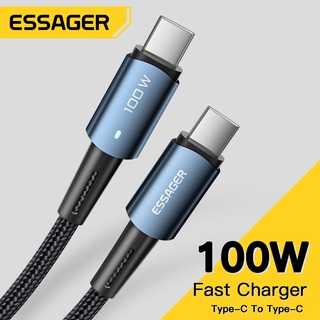 Essager สายเคเบิลชาร์จเร็ว PD 100w 60W 5A type c เป็น type c รองรับ FCP AFC QC4.0 3.0 สําหรับโทรศัพท์มือถือ MBk pro Samsung