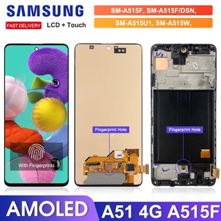 6.5&amp;quot; Super AMOLED A515 A515F A515F/DS หน้าจอแสดงผล พร้อมลายนิ้วมือ สําหรับ Samsung Galaxy A51 จอแสดงผล Lcd หน้าจอสัมผัส ดิจิไทเซอร์