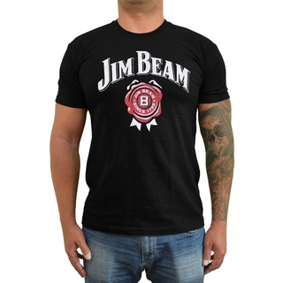 เสื้อยืดโอเวอร์ไซส์เสื้อยืด พิมพ์ลายโลโก้ Jim Beam ของขวัญวิสกี้ โฟร์ซีซั่น Ver 1 สีดําS-3XL