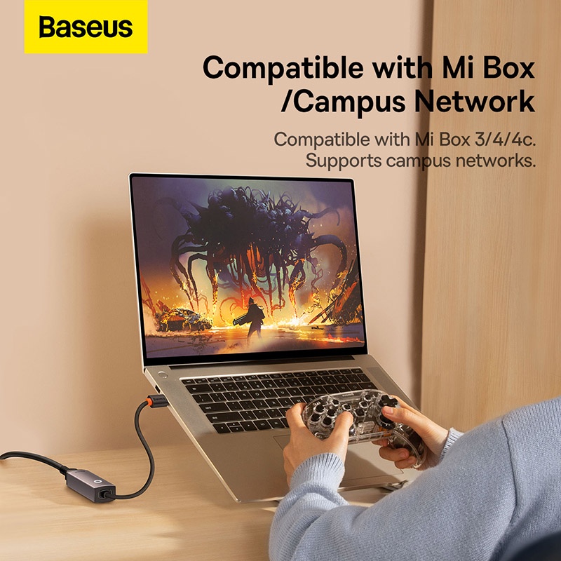 baseus-อะแดปเตอร์การ์ดเครือข่ายอีเธอร์เน็ต-usb-type-c-เป็น-rj45-สําหรับ-macbook-lenovo-mi-box-c-เครือข่ายอีเธอร์เน็ต-usb-type-c-usb-c-เป็น-rj45