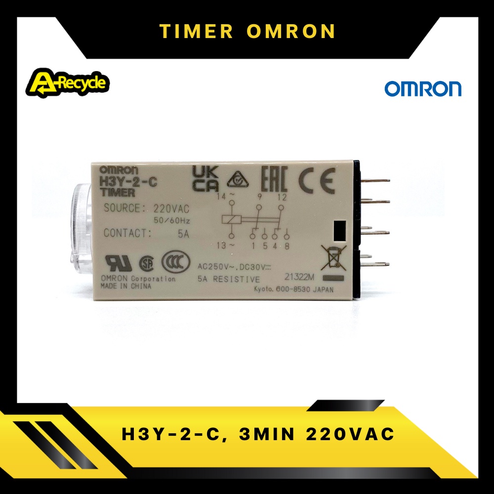 omron-h3y-2-c-3min-220vac-timer-relay-omron-2-contact-8-ขา