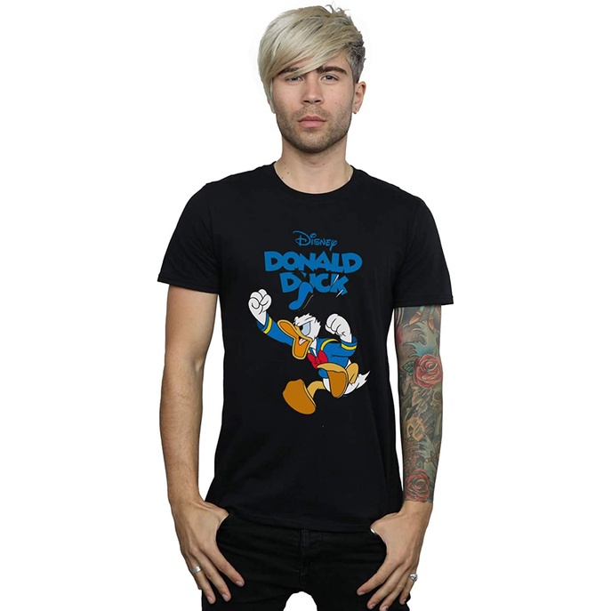 เสื้อยืดผ้าฝ้ายพิมพ์ลายดิสนีย์เสือยืดผู้ชาย-เสื้อบอดี้โ-disney-mens-donald-duck-furious-donald-t-shirt-t-shirt