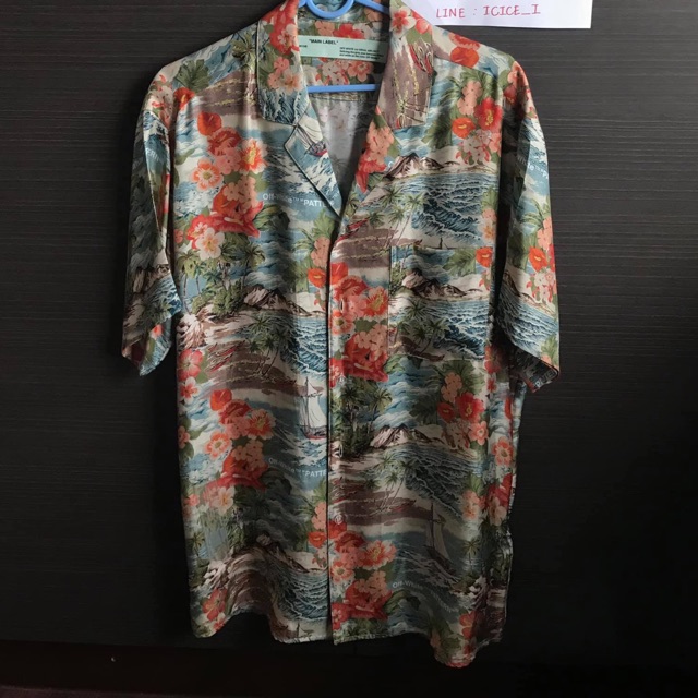 Off white silk hawaiian cheap shirt