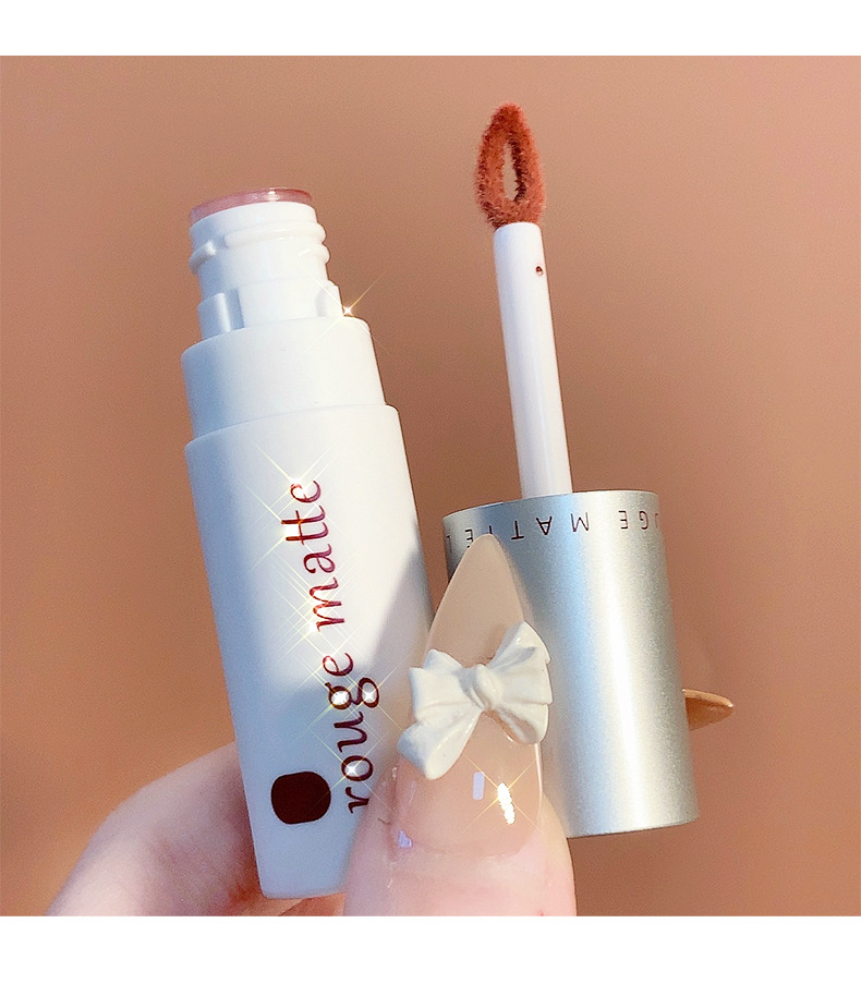 ลิปสติก-ช็อคโกแลต-เนื้อแมตต์-ติดทน-กันน้ำ-คัลเลอร์-ริช-lip-mud-matte-lip-glaze-non-fading-lip-gloss-student-cute-lipstick