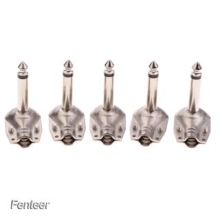 5x MONO 6.35mm Flat Metal Jack Plug 1/4Inch Right Angle 90 Degree Connector