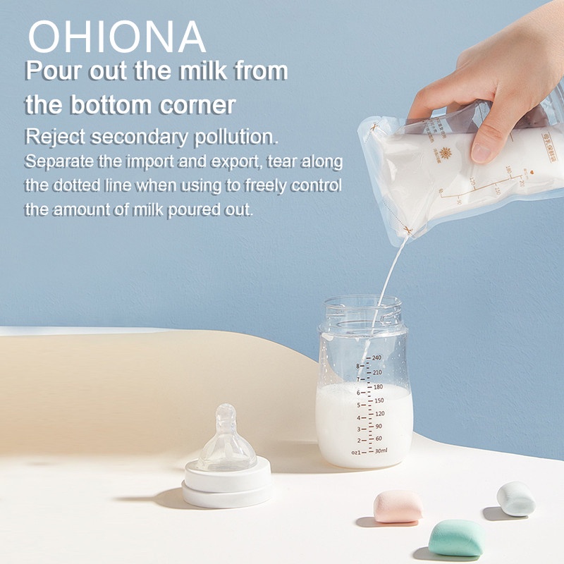 ohiona-10pcs-ถุงเก็บน้ำนมแม่-ถุงใส่นม-ถุงนม-10ถุง-200ml