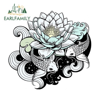 Earlfamily สติกเกอร์ไวนิล ลาย Koicarps In Tattoo กันน้ํา กันแดด สําหรับติดตกแต่งรถยนต์ รถจักรยานยนต์ 13 ซม.