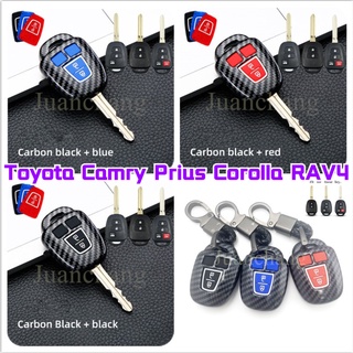 ภาพหน้าปกสินค้าเคสกุญแจรีโมทรถยนต์ คาร์บอนไฟเบอร์ สําหรับ Toyota Yaris Ativ Camry Prius 2012 2013 2014 2015 2016 2017 Corolla RAV4 TOY43 2 3 4 ปุ่ม ที่เกี่ยวข้อง