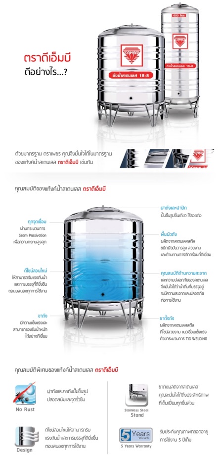 ถังเก็บน้ำ-สแตนเลส-ตรา-dmb-ลูกตราเพชร-ขนาด-350l-500l-750l-1000l-1250l-1500l-2000l-2500lและ3000l