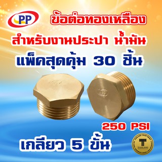 ข้อต่อทองเหลือง ปลั๊กอุด PP(พีพี) ตัวผู้&lt;เกลียวนอก&gt; ขนาด 3/4"(6หุน) แพ็ค 30 ชิ้น (ประปา/น้ำมัน)