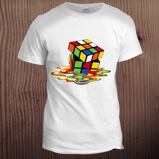 เสื้อยืดวินเทจพร้อมส่ง Gildan เสื้อยืด ผ้าฝ้าย พิมพ์ลาย Big Bang Theory Melted Rubiks Cube Nerd Geek พลัสไซซ์ ของขวัญวัน