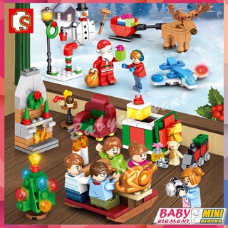 Christmas 601092 ชุดคริสต์มาสคริสต์มาสอีฟ Minifigures 8 ของขวัญเด็กประกอบบล็อกของเล่น