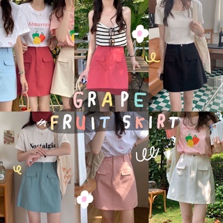 chuuchop_พร้อมส่ง(C7815)✨🦖🌈Grape fruit skirt กระโปรงทรงเอสั้น สีโทนพาสเทล น่ารักมากๆ มี6สี🫐