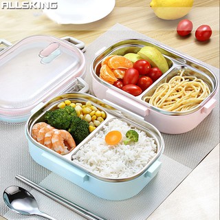 Allsking Lunch box กล่องข้าว กล่องเก็บอาหาร เบนโตะ กล่องอาหารพกพา กล่องข้าวกลางวัน พกพาสะดวก ฝาปิดล็อค4ด้าน