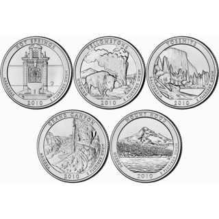 👉 เหรียญควอเตอร์ ซีรีย์อุทยานแห่งชาติ ปี 2010-5 เหรียญ