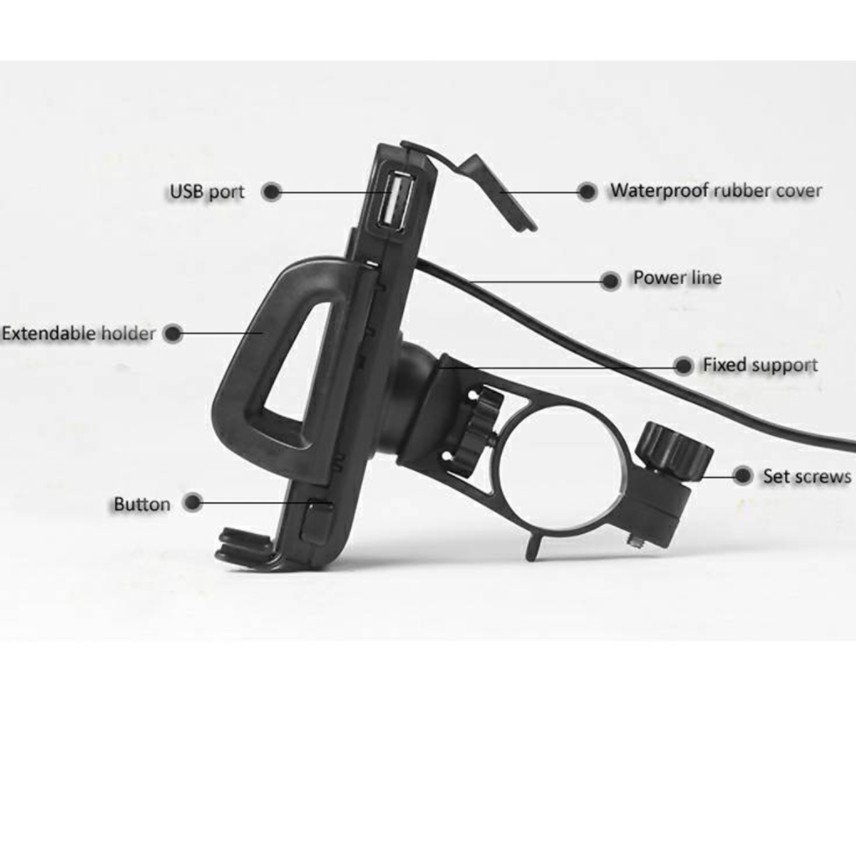 ที่จับมือถือ-และสายต่อชาร์ตแบต-สำหรับมอเตอร์ไซค์และจักรยานไฟฟ้า-usb-holder-charger-for-motorcycle-electric-bike