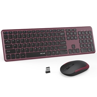 Jelly Comb Wireless Keyboard and Mouse Combo 2.4GHz Ultra Thin Mouse Full Size Keyboard with Number Pad for Computer PC