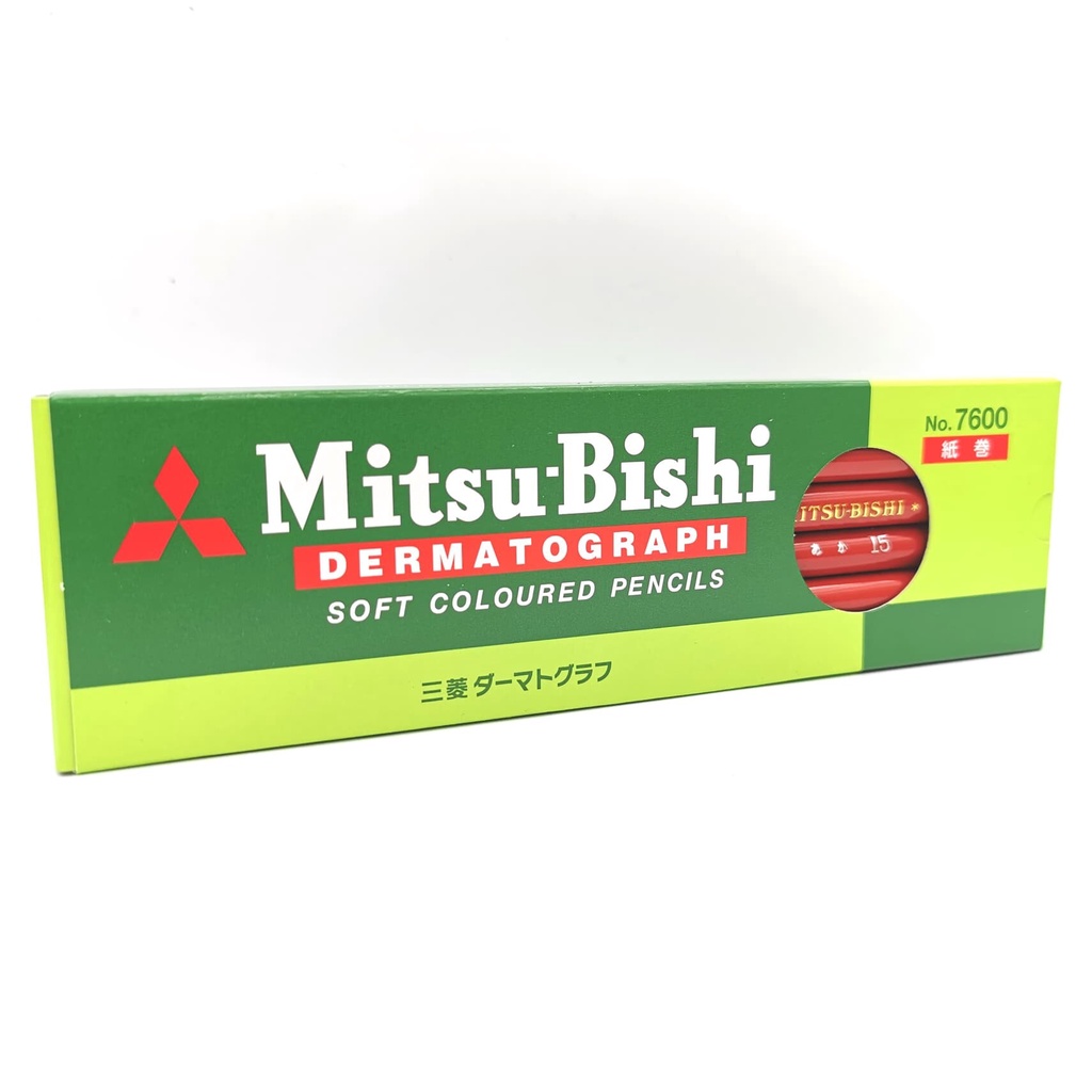 mitsubishi-dermatograph-no-7600-red-ดินสอเขียนกระจก-มิตซูบิชิ-7600-แดง-1กล่อง-12ด้าม