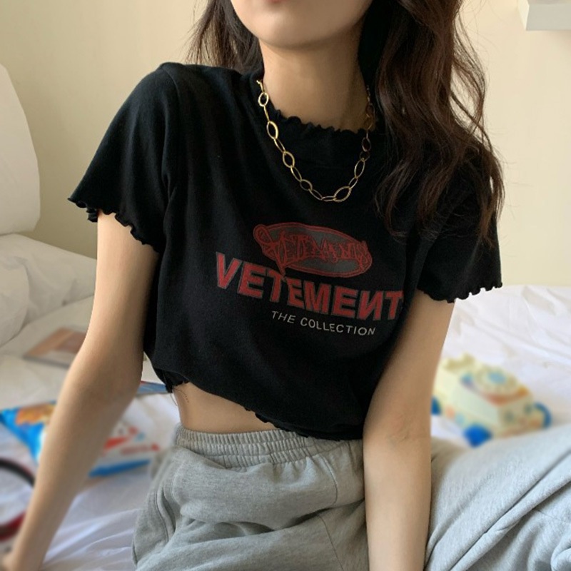 เสื้อยืดคอกลม-แขนสั้น-ลายตัวอักษร-สไตล์เกาหลี-สําหรับผู้หญิง