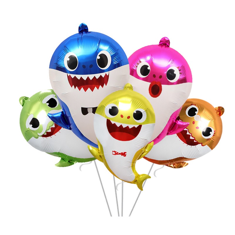 ลูกโป่งปลาฉลาม-ลูกโป่งเบบี้ชาร์ค-baby-shark-balloons-1set-9ใบ