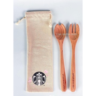 🎈 [ พร้อมส่ง] เชตช้อนส้อมไม้ Starbucks แท้💯‼️