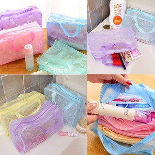 เช็ครีวิวสินค้ากระเป๋าเครื่องสำอาง กันน้ำ สำหรับพกพา PVC transparent waterproof cosmetic bag