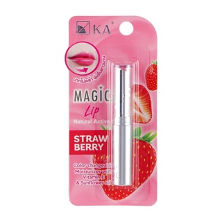 สินค้า KA Magic Lip ลิปมัน เปลี่ยนสี กลิ่นสตรอว์เบอร์รี เนื้อลิปสีขาว K A K.A. บำรุงริมฝีปาก จำนวน 1 แท่ง 03136