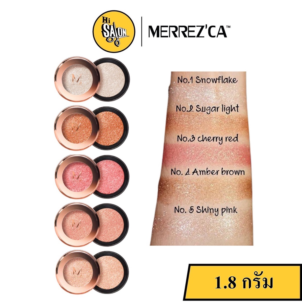 ภาพหน้าปกสินค้าMerrezca Pearl Pigment Eye shadow อายแชโดว์ เพิร์ล พิกเมนต์ กลิตเตอร์ 1.4g (ตลับกลม) จากร้าน hi.salon บน Shopee