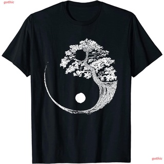 เสื้อยืดสีพื้น Tee เสื้อยืดลำลอง Yin Yang Bonsai Tree Japanese Buddhist Zen T-Shirt Popular T-shirts