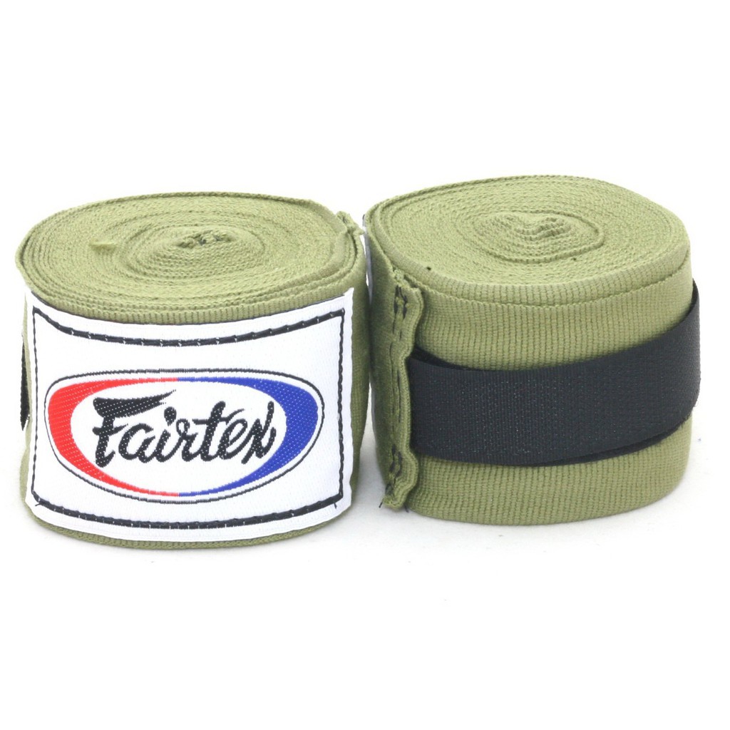 fairtex-เขียวทหาร-แฟร์เท็กซ์-ผ้าพันมือแบบยืด-คอตตอนไนล่อน-ฺarmy-green-hand-wraps-elastic-nyloncotton