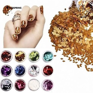 12 สีเล็บศิลปะ Rhombus Glitter รูปร่างเค้กเคล็ดลับการตกแต่งผง DIY