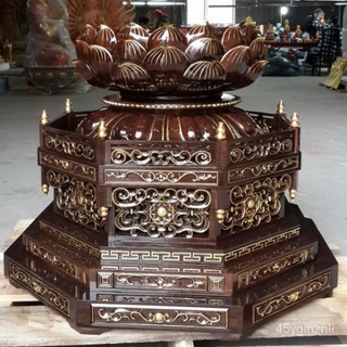 ที่นั่งดอกบัวแปดเหลี่ยมในรูปแบบหนังสีดำและสีทอง ไม้งานฝีมือ พระพุทธรูปพระพุทธรูปประดับหินแปลกฐานดอกบัว GYXK