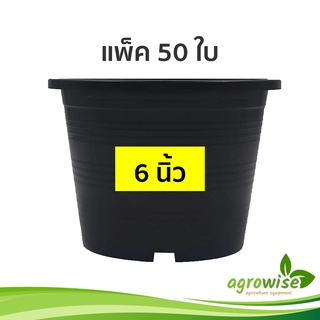 กระถาง กระถางต้นไม้ กระถางต้นไม้พลาสติก 6 นิ้ว แพ็ค 50 ใบ สีดำ สีอิฐ สีขาว