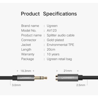 ภาพขนาดย่อของภาพหน้าปกสินค้าUgreen Headphone Splitter 3.5mm Audio Stereo Y Splitter Extension Cable Male to Female Dual Headphone Jack Adapter จากร้าน warmuily บน Shopee ภาพที่ 8