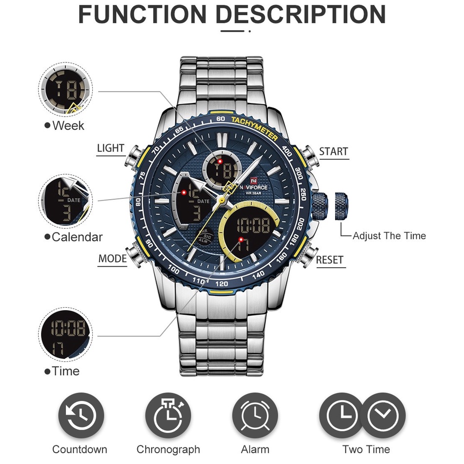 ภาพสินค้าประกันศูนย์ไทย 1 ปี นาฬิกา Naviforce รุ่น NF9182 นาฬิกาข้อมือผู้ชายหรูหรา จากร้าน nookbase บน Shopee ภาพที่ 1